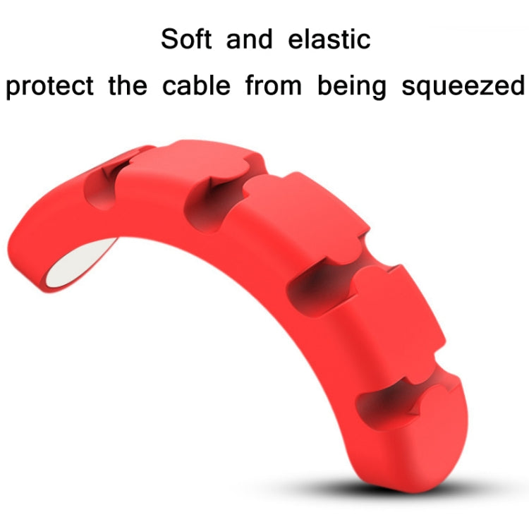 5 PCS 4 Holes Bear Silicone Desktop Data Cable Organizing And Fixing Device, 4 Holes