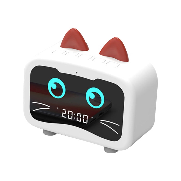 Creative Smart Wireless Mini Bluetooth Speaker Portable Computer Subwoofer Speaker with Alarm Clock, Cute Cat-White, Cute Cat-Pink