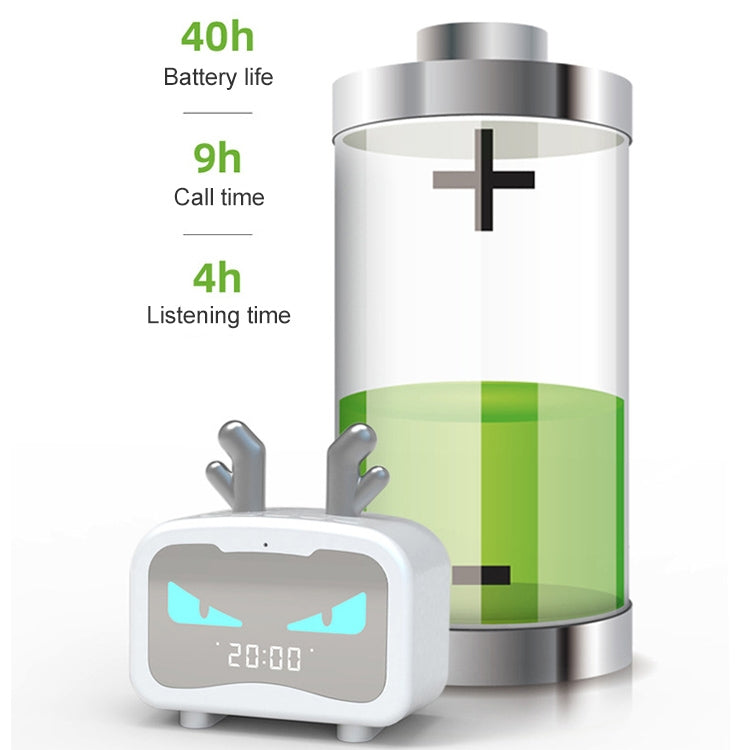 Creative Smart Wireless Mini Bluetooth Speaker Portable Computer Subwoofer Speaker with Alarm Clock, Cute Cat-White, Cute Cat-Pink