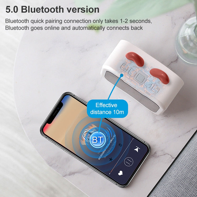 Creative Smart Wireless Mini Bluetooth Speaker Portable Computer Subwoofer Speaker with Alarm Clock, Cute Cat-White, Cute Cat-Pink