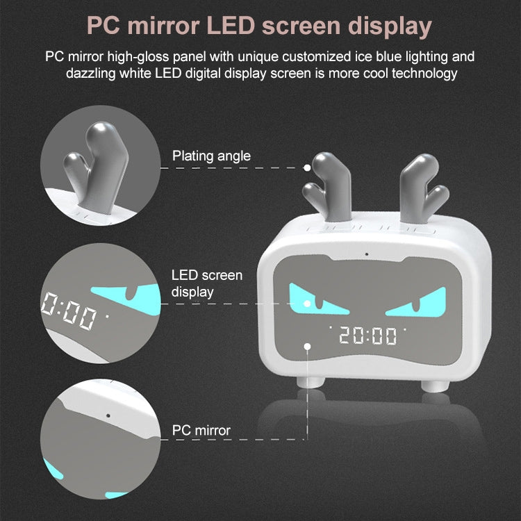 Creative Smart Wireless Mini Bluetooth Speaker Portable Computer Subwoofer Speaker with Alarm Clock, Cute Cat-White, Cute Cat-Pink