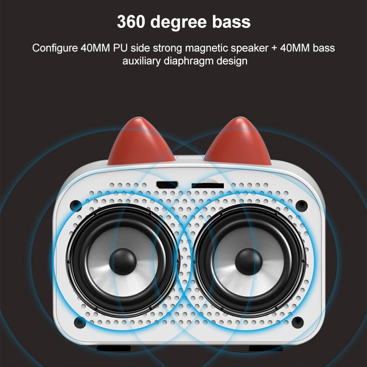 Creative Smart Wireless Mini Bluetooth Speaker Portable Computer Subwoofer Speaker with Alarm Clock, Cute Cat-White, Cute Cat-Pink