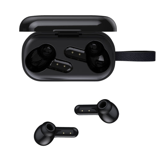 Sleek black wireless Bluetooth earphones with master-slave switch technology