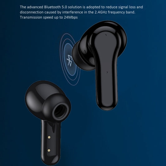 Intelligent noise reduction earphones displaying LED indicator status lights
