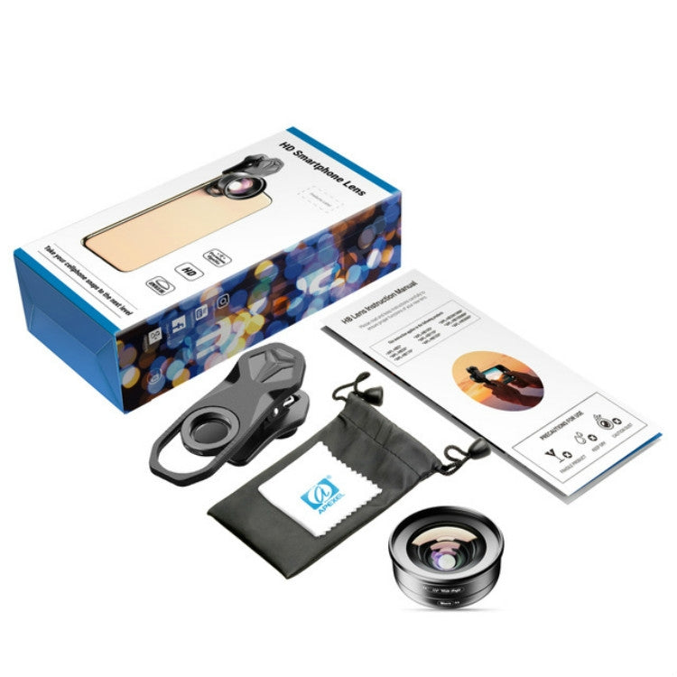 APEXEL APL-HD52IN1WM 2 in 1 Distortion-free HD 120-degree Wide-angle + 10X Macro Universal SLR External Mobile Phone Lens Set