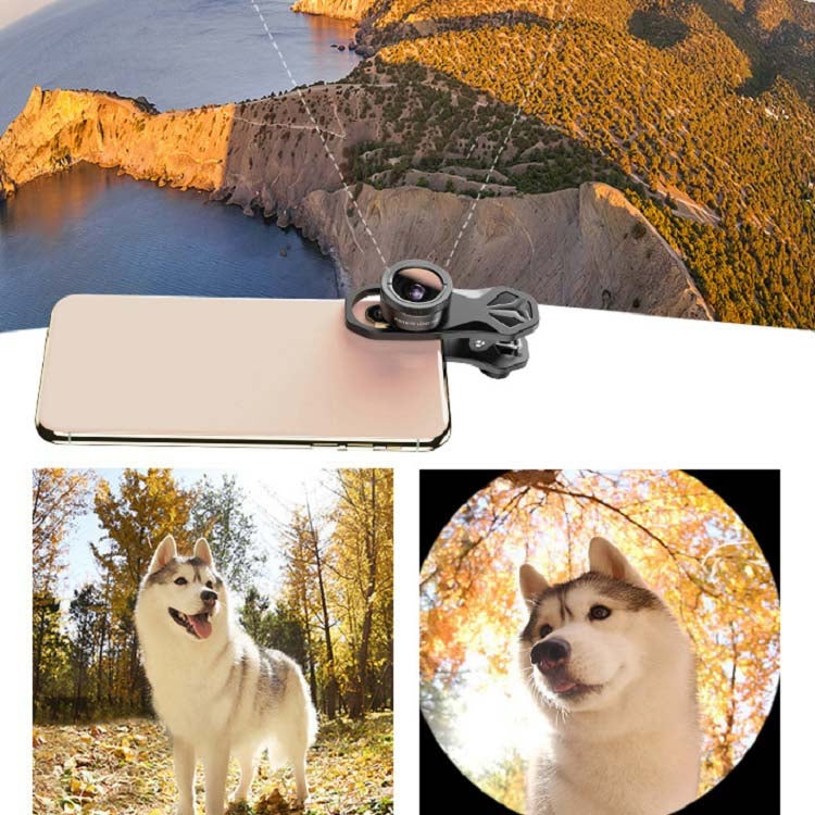 APEXEL APL-DG11 11 in 1 Multifunctional Fisheye Wide-angle Macro Polarized Starlight Gradient Filter Set Universal Mobile Phone Lens Set