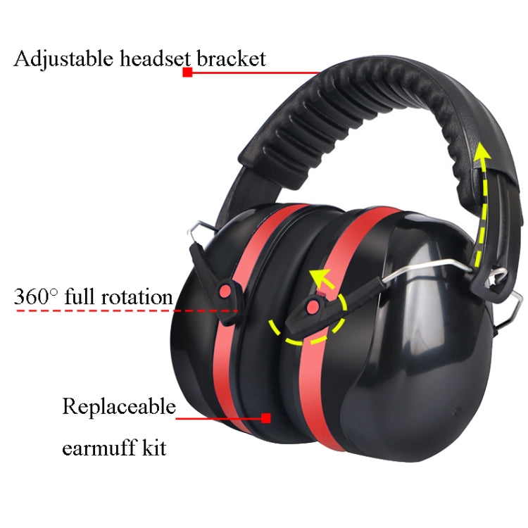 Soundproof Earmuffs Noise-Proof Sleep Earmuffs Industrial Protective Earmuffs Ear Caps, Red Black, Blue Black, Black