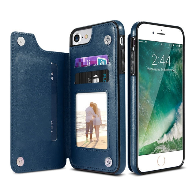 For iPhone XS Max Retro PU Leather Case Multi Card Holders Phone Cases