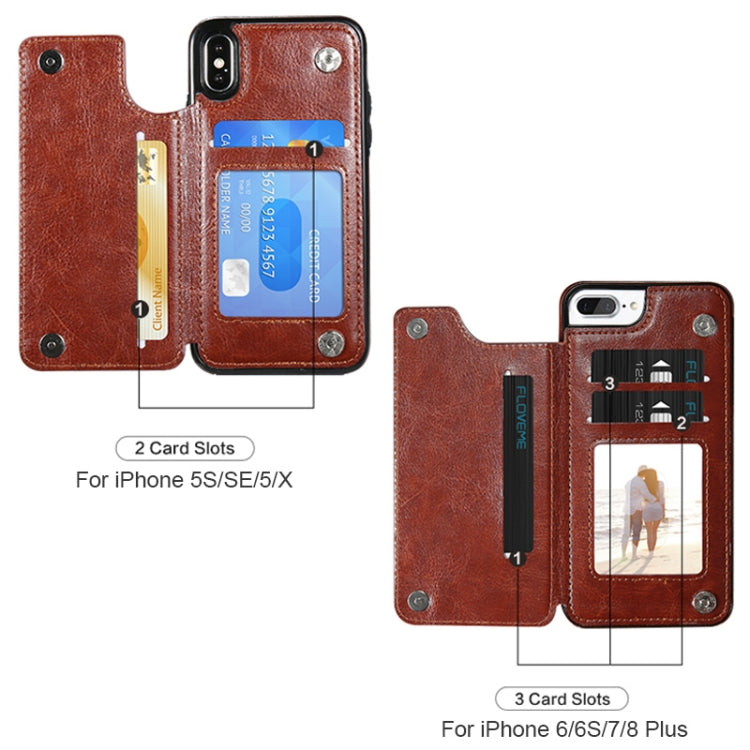 For iPhone XS Retro PU Leather Case Multi Card Holders Phone Cases, For iPhone XS