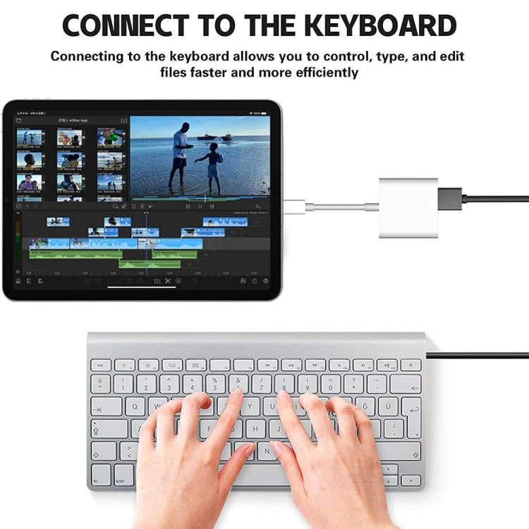 8 Pin To USB2.0+8 Pin Interface OTG Sdapter, Support IOS System