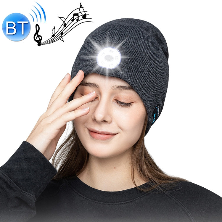 Bonnet tricoté avec éclairage LED Bluetooth 5.0 pour course nocturne en plein air et pêche nocturne