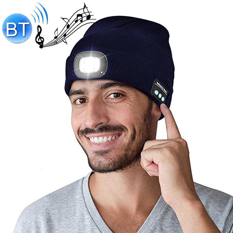 Bonnet tricoté avec éclairage LED Bluetooth 5.0 pour course nocturne en plein air et pêche nocturne