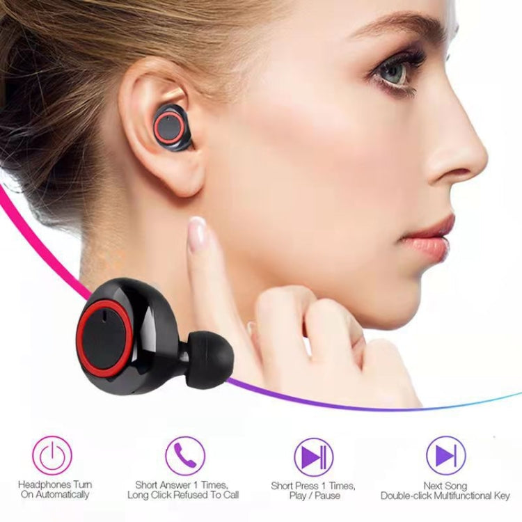 Y50 Sports Outdoor TWS Bluetooth 5.0 Touch Wireless Headphones, Black, Black Red, Black Blue, Black White, White, White Red, White Blue, White Black
