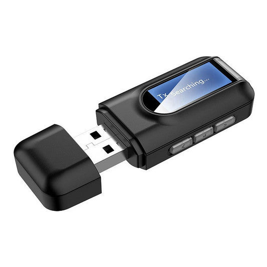 BT201 Bluetooth 5.0 USB 2-in-1 audio receiver transmitter with LCD display front view