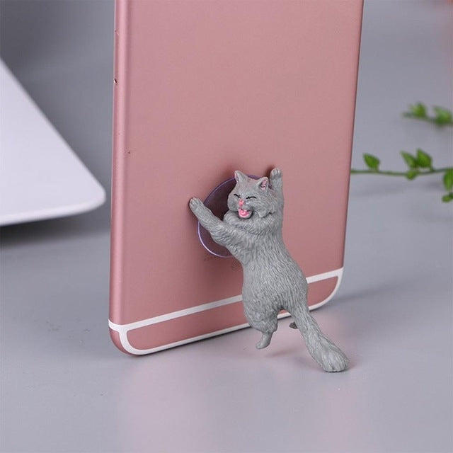 60 PCS Sucker Design Cute Cat Smartphone Holder, White, Gray, Orange, Brown orange, Black, White 02