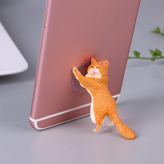 60 PCS Sucker Design Cute Cat Smartphone Holder, White, Gray, Orange, Brown orange, Black, White 02