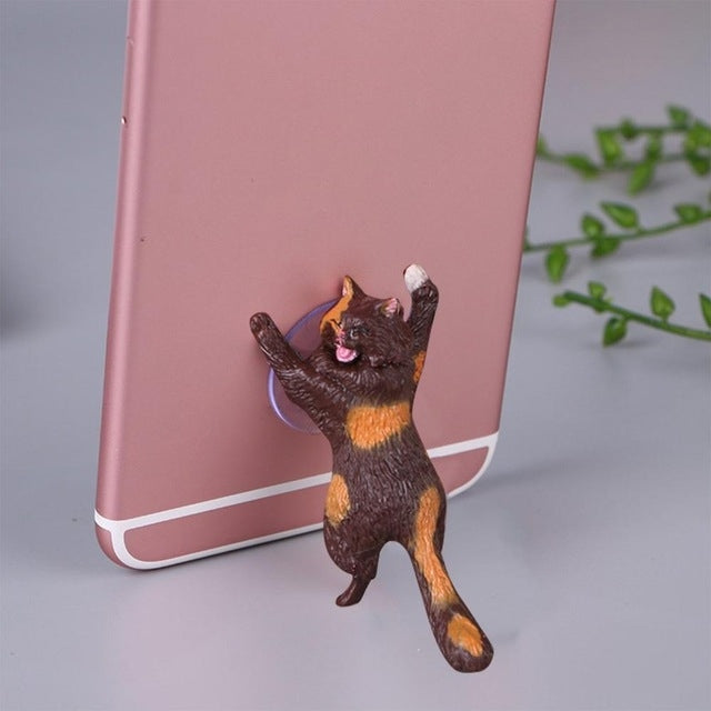 60 PCS Sucker Design Cute Cat Smartphone Holder, White, Gray, Orange, Brown orange, Black, White 02