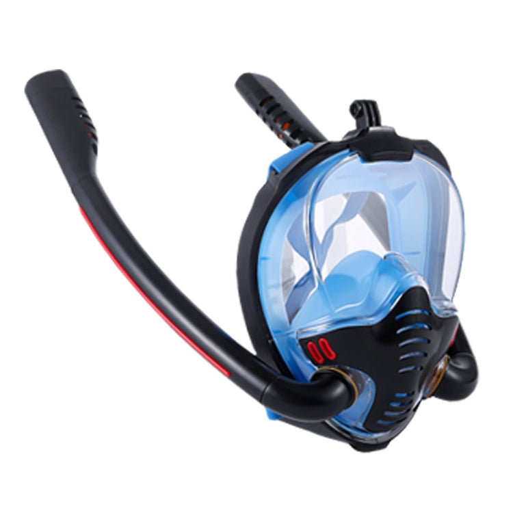 Snorkeling Mask Double Tube Silicone Full Dry Diving Mask Adult Swimming Mask Diving Goggles, S/M, L/XL
