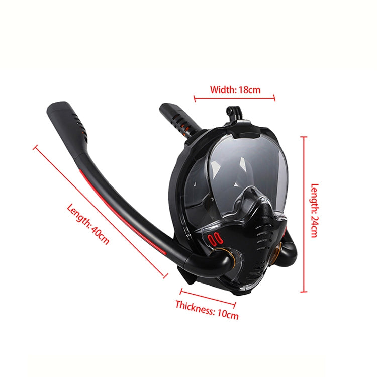 Snorkeling Mask Double Tube Silicone Full Dry Diving Mask Adult Swimming Mask Diving Goggles, S/M, L/XL