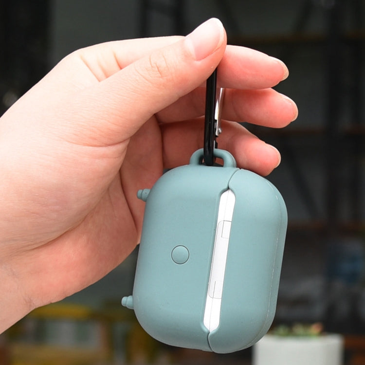 2 PCS Retro Radio Shape Protective Cover Silicone Case for AirPods Pro, Green, Blue Gray, Matcha Green, Pink, Green+Finger Ring