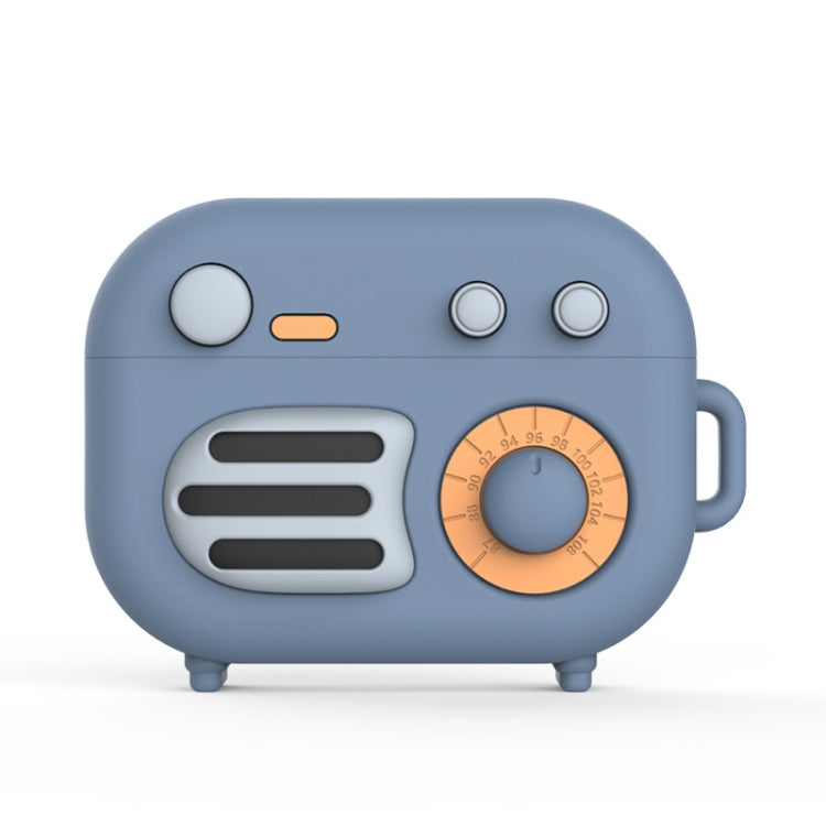 2 PCS Retro Radio Shape Protective Cover Silicone Case for AirPods Pro, Green, Blue Gray, Matcha Green, Pink, Green+Finger Ring