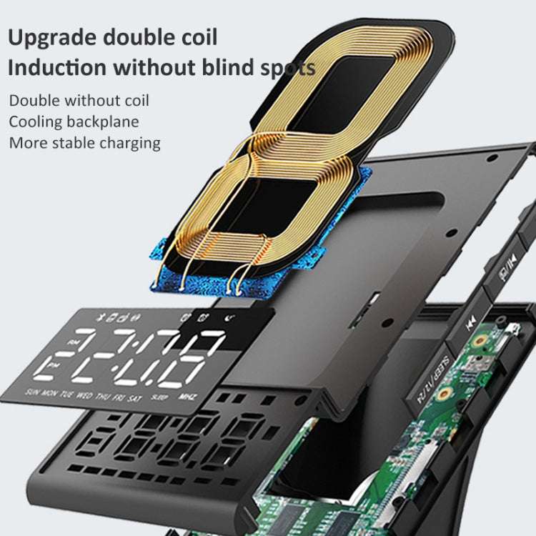 X7 Multifunctional Wireless Charging Bluetooth Speaker with Alarm Clock & Radio & Remote Control, US Plug, UK Plug, EU Plug, AU Plug