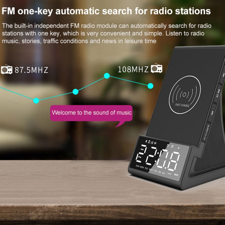 X7 Multifunctional Wireless Charging Bluetooth Speaker with Alarm Clock & Radio & Remote Control, US Plug, UK Plug, EU Plug, AU Plug