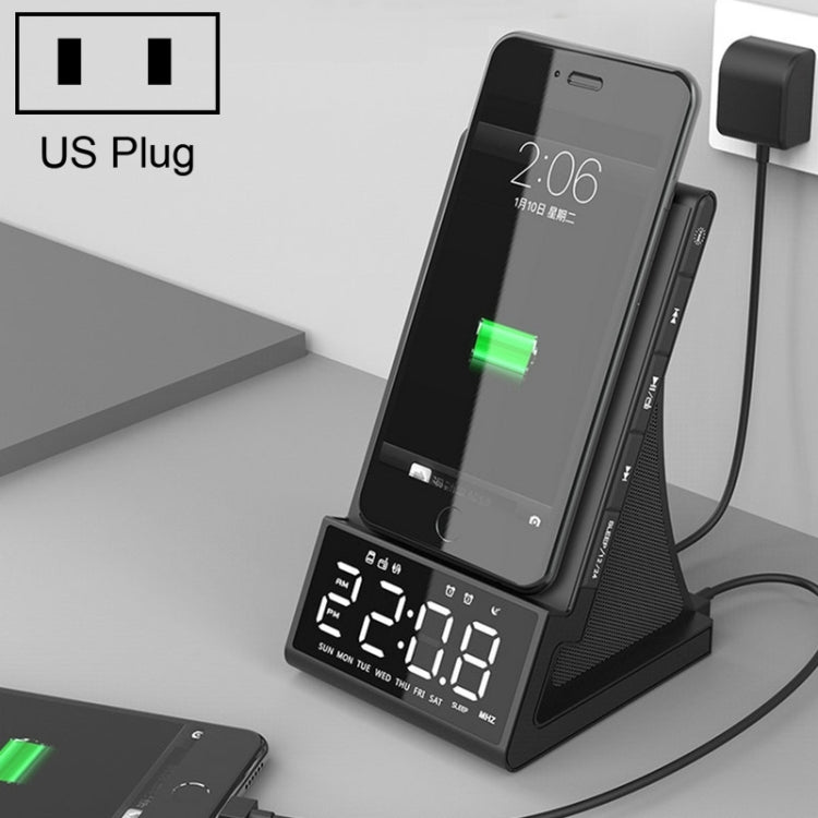 X7 Multifunctional Wireless Charging Bluetooth Speaker with Alarm Clock & Radio & Remote Control, US Plug, UK Plug, EU Plug, AU Plug