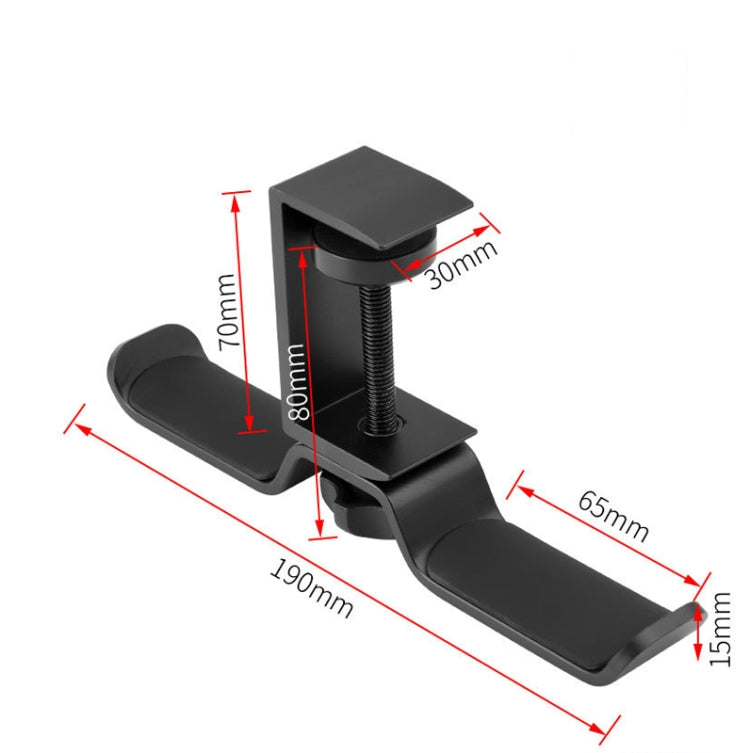 Universal Metal Headphone Double Bracket Headphone Hanger Desktop Lock Clip Headphone Display Shelf, Black, Silver