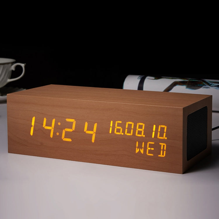 Wooden Clock Bluetooth Speaker, Bluetooth Audio Quality, Charging Humidity Speaker Black Wood, Charging Humidity Speaker Log
