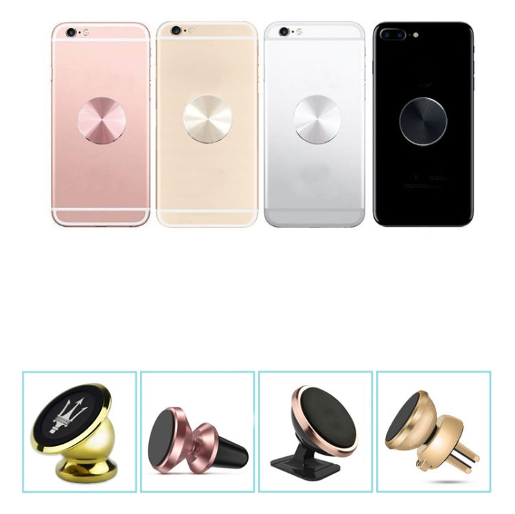 10 PCS CD Texture Aluminum Alloy Magnetic Sheet Magnetic Patch Set For Car Phone Holder, With Alcohol Cotton Sheet And Protective Film, Black, Silver, Tyrant Gold, Rose Gold