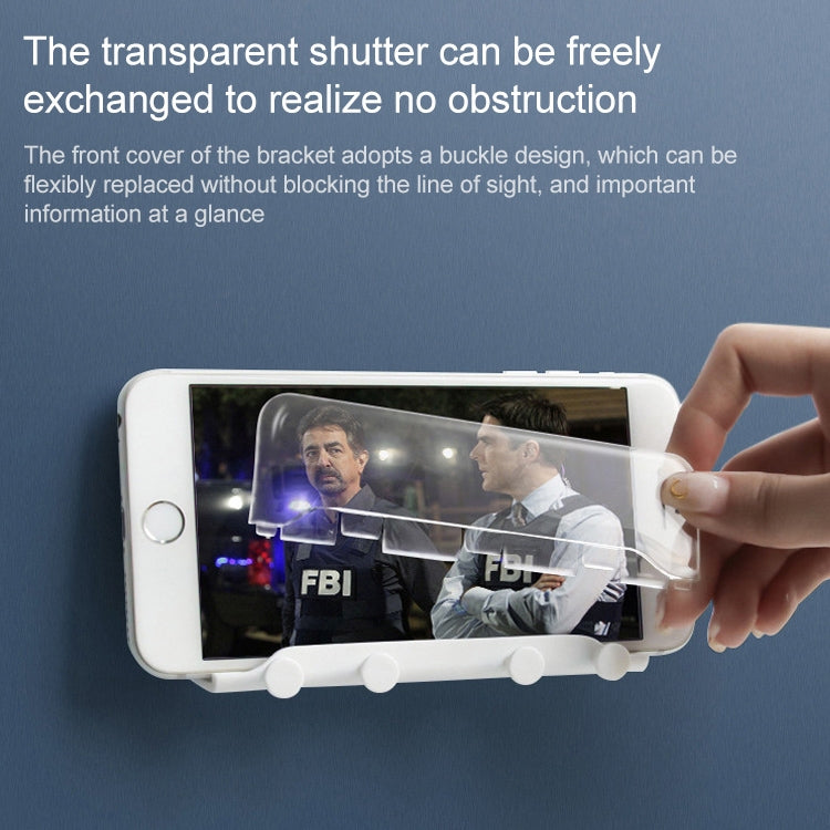 Free Punching Wall Phone Holder Wall-Mounted Charging Base Bracket, (White)