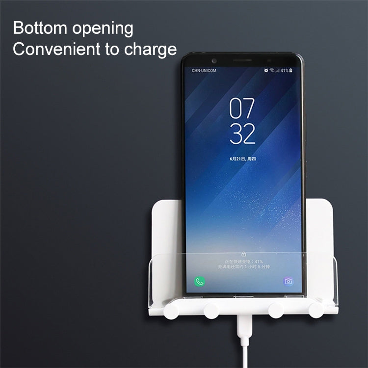 Free Punching Wall Phone Holder Wall-Mounted Charging Base Bracket, (White)