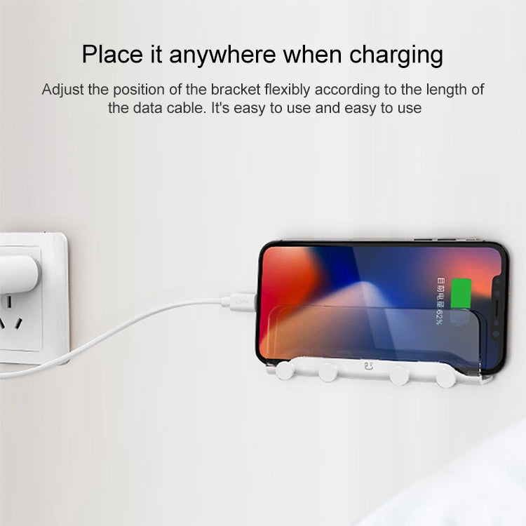 Free Punching Wall Phone Holder Wall-Mounted Charging Base Bracket, (White)