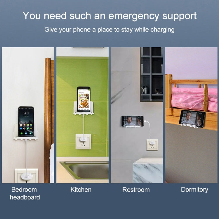 Free Punching Wall Phone Holder Wall-Mounted Charging Base Bracket, (White)