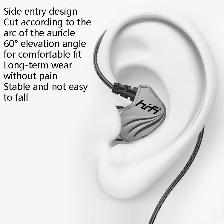 In-Ear Earphone Bass Mobile Phone Game Sports Wired Headset, Black, Silver