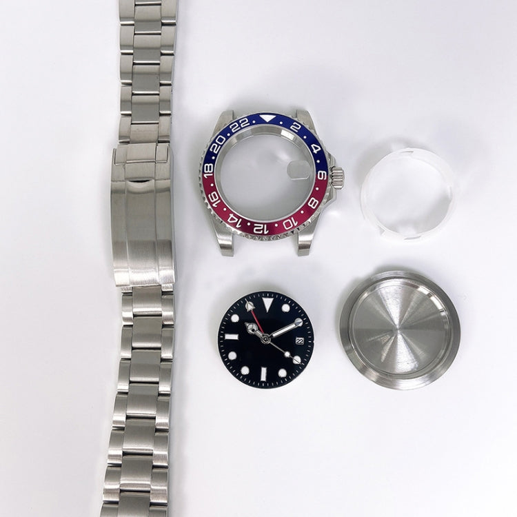 For ETA2836/Pearl 3804 Movement 867 GMT Watch Accessories 40MM Stainless Steel Case, Blue Red, Black Blue, Black Red, Black