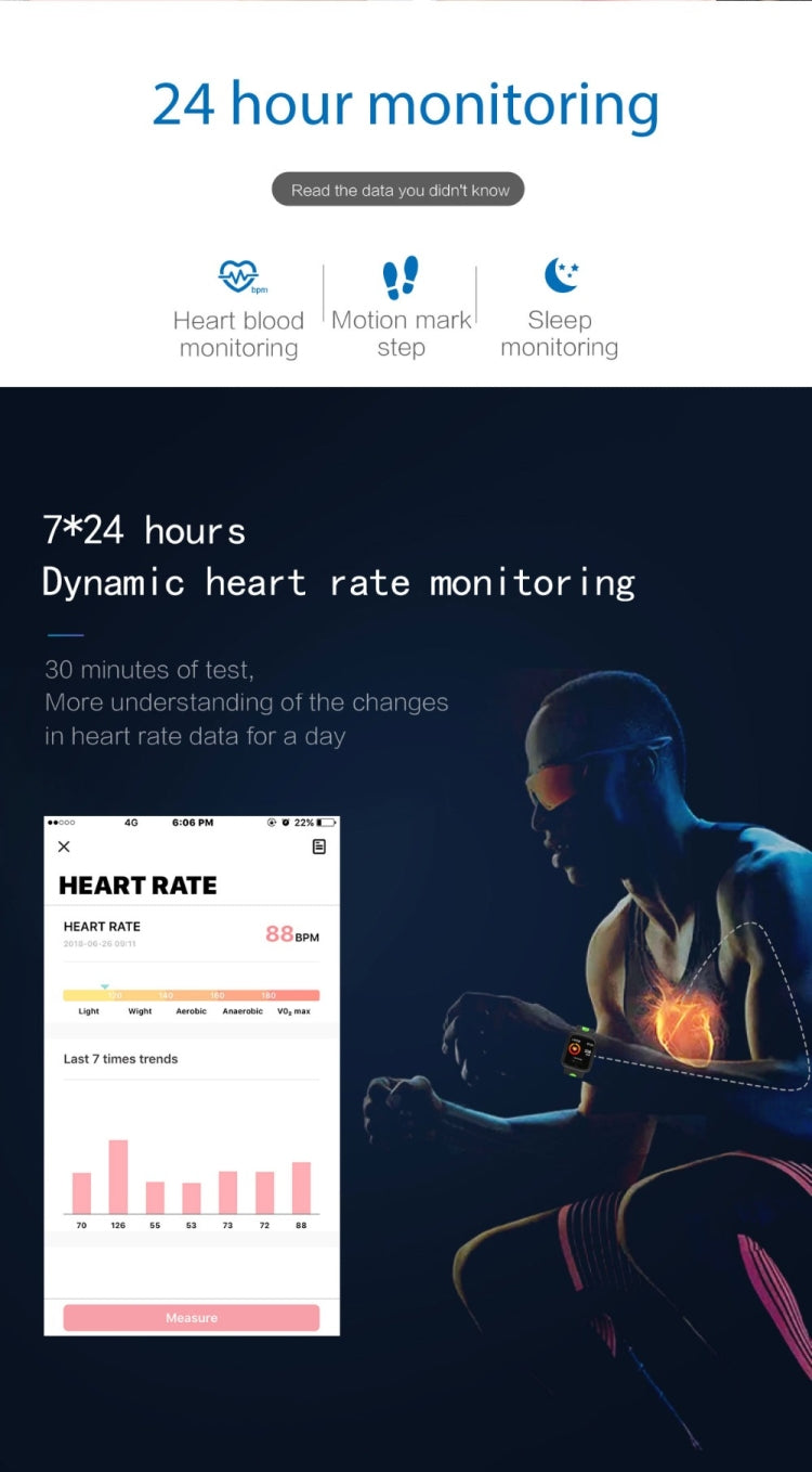 P68 Smart Watches Heart Rate Monitor Blood Pressure Activity Tracker for Xiaomi Band 3 Huawei Color Band 2, TBD056989501A, TBD056989501B, TBD056989501C, TBD056989501D, TBD056989501E, TBD056989501F, TBD056989501G