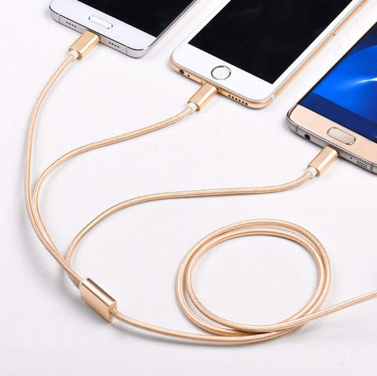 Lot de 5 câbles de données tressés USB vers USB-C / Type-C + 8 broches + Micro USB 2 A 3 en 1, USB vers USB-C / Type-C + 8 broches + Micro USB