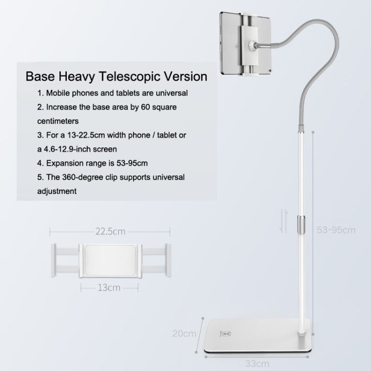 SSKY L6 Bedside Sofa Live Landing Phone Tablet Computer Bracket, Style:, L6 Base Heavy Telescopic Version (White), L6 Phone Version (White), L6 Phone Version (Black), L6 Base Heavy Version (White), L6 Base Heavy Version (Black)                         ...