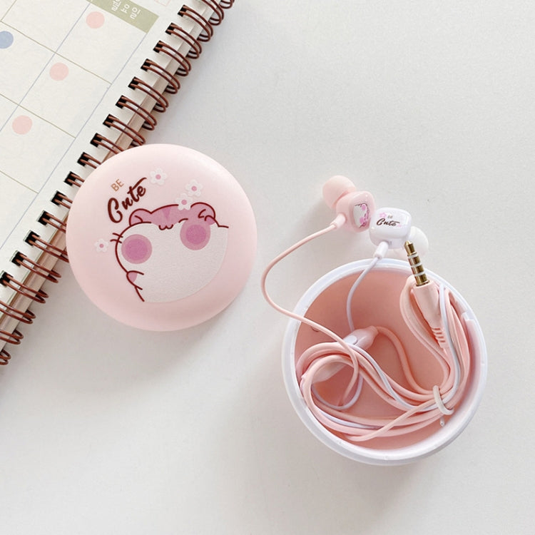 2 Pairs Heavy Bass Wired Headset Mobile Phone Universal Headset with Storage Box & Microphone, Pink Rat + Storage Box, Black Rat + Storage Box, Blue Rat + Storage Box, White Rat + Storage Box