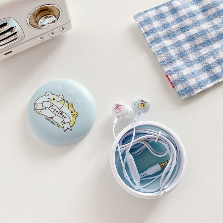 2 Pairs Heavy Bass Wired Headset Mobile Phone Universal Headset with Storage Box & Microphone, Pink Rat + Storage Box, Black Rat + Storage Box, Blue Rat + Storage Box, White Rat + Storage Box