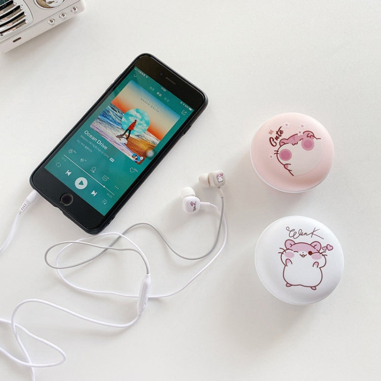 2 Pairs Heavy Bass Wired Headset Mobile Phone Universal Headset with Storage Box & Microphone, Pink Rat + Storage Box, Black Rat + Storage Box, Blue Rat + Storage Box, White Rat + Storage Box