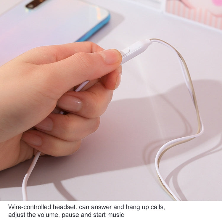 2 Pairs Cartoon Pattern Heavy Bass In-Ear Headphones Universal Wired Headphones with Microphone, White, Pink, Black, Light Blue