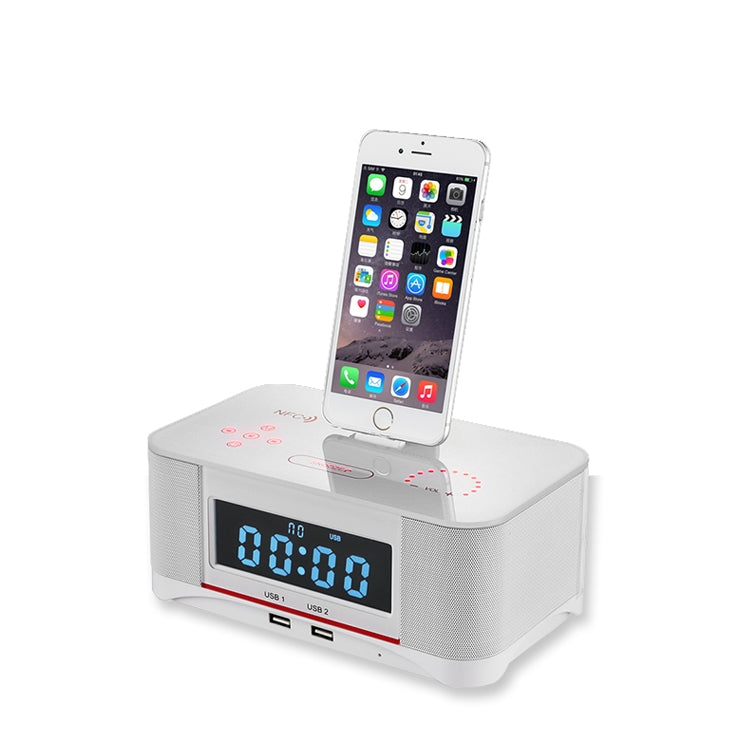 Station de charge audio NFC Bluetooth A8, réveil, prises US, UE et Royaume-Uni