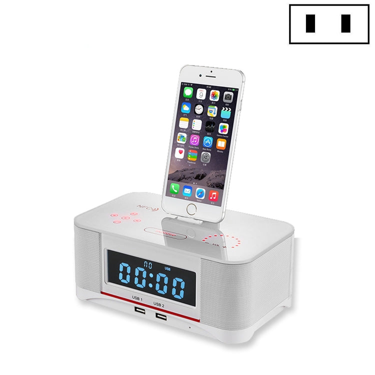 Station de charge audio NFC Bluetooth A8, réveil, prises US, UE et Royaume-Uni