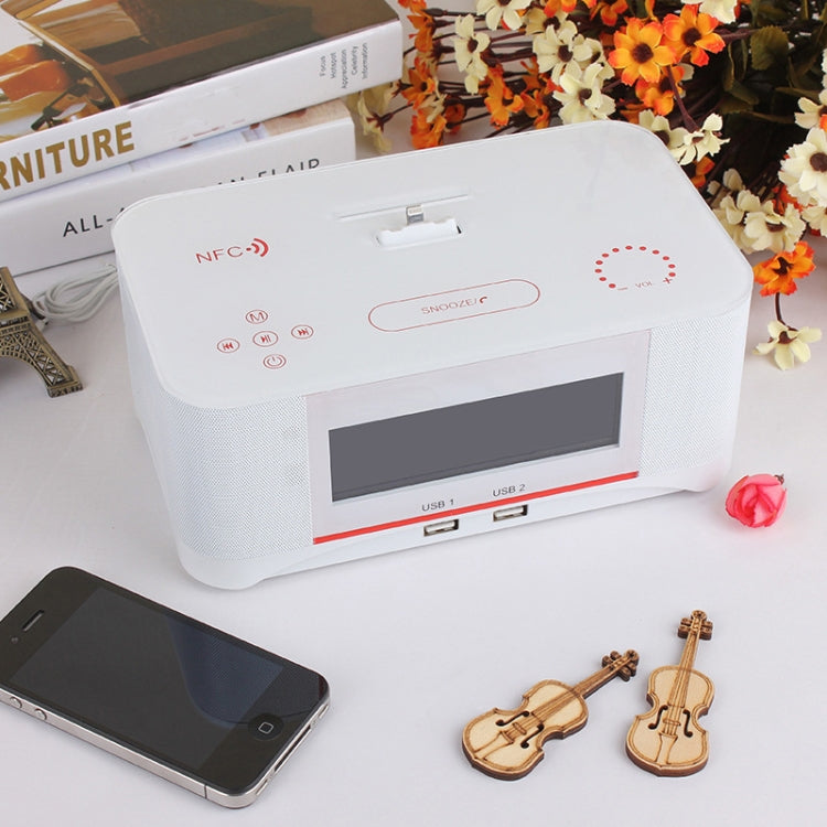 Station de charge audio NFC Bluetooth A8, réveil, prises US, UE et Royaume-Uni
