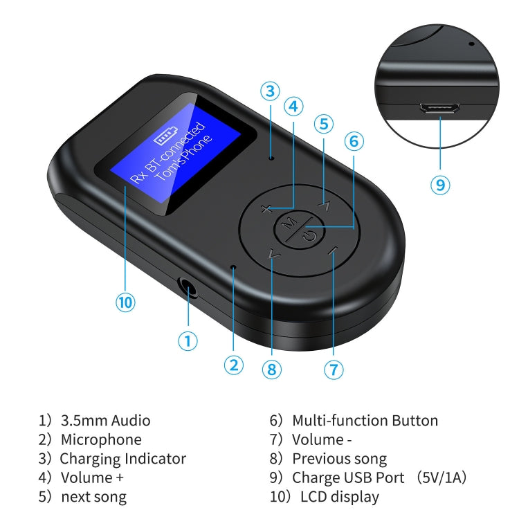 Adaptateur Bluetooth 5.0 pour lancement audio, réception d'appel, trois en un pour téléviseur, ordinateur, jeu, musique