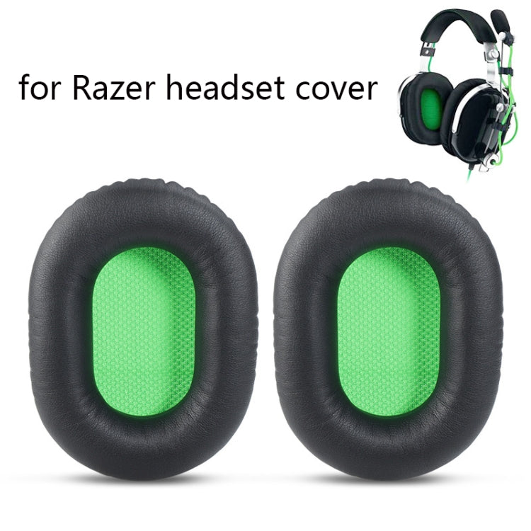 2 PCS Headset Sponge Cover For Razer V2, Black Skin Green Net, Black Skin Black Net, Black Mesh, Black Lambskin