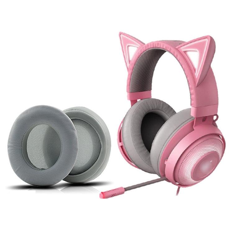 2 PCS Ice Feeling Gel Earmuffs Sponge Sleeve Earmuffs Are Suitable for Razer Meng Cat Pink Crystal Edition Beihai Giant Monster V2 RGB Symphony Headphones, Black, Gray